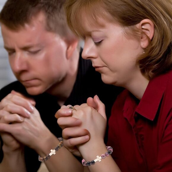 12Pcs Cross Bracelets Set Gemstone Beaded Stretch Faith Jewelry Unisex - Picture 4 of 7